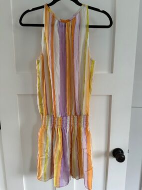 Ramy Brook Multicolor Watercolor Stripe Blouse in Yellow, Orange & Lavender